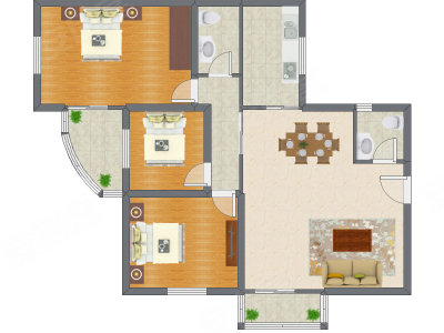 3室2厅 151.20平米