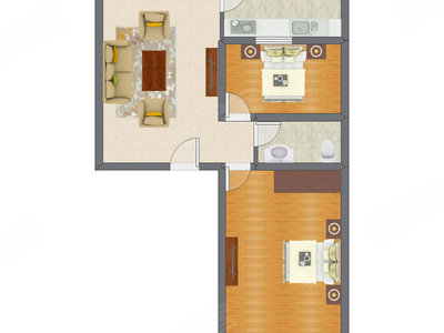 2室1厅 81.75平米户型图