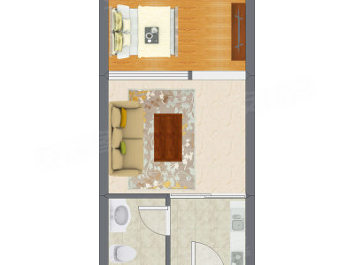 1室1厅 42.17平米户型图