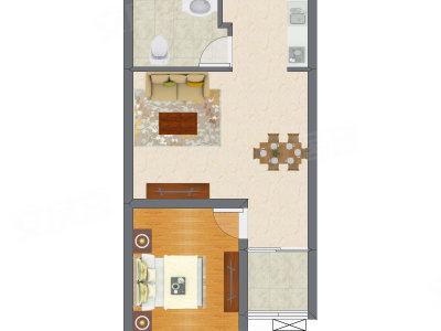 1室1厅 55.10平米户型图