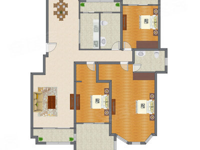 3室2厅 190.88平米户型图