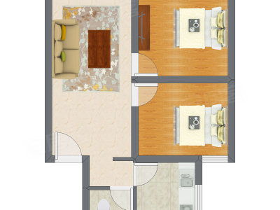 2室1厅 64.50平米户型图