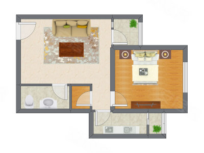 1室1厅 59.10平米户型图