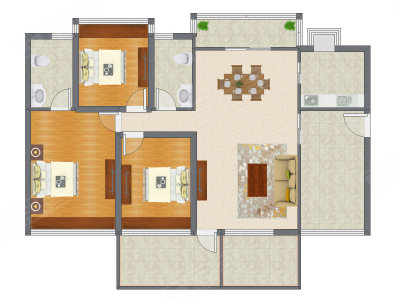 3室2厅 115.13平米