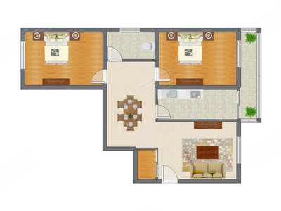 2室2厅 114.59平米户型图