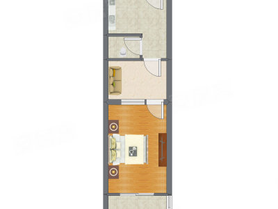 1室1厅 49.12平米户型图
