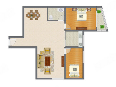 2室2厅 131.68平米户型图