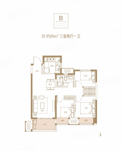 富田城九鼎公馆3室2厅1卫89㎡南87万