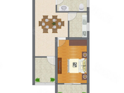 1室1厅 43.16平米户型图