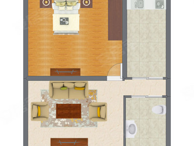 1室1厅 53.66平米户型图