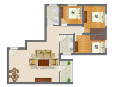 3室1厅 64.55平米