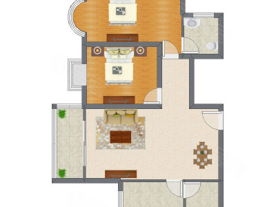 2室2厅 101.95平米户型图