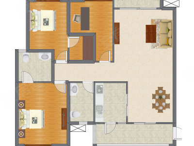 2室2厅 105.00平米户型图