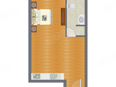 1室0厅 50.34平米户型图
