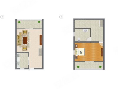 1室1厅 42.58平米户型图