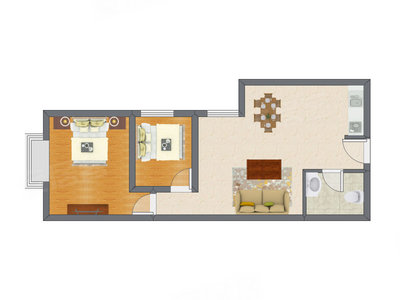 2室2厅 53.73平米户型图