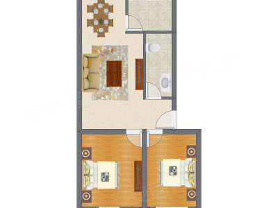 2室2厅 78.75平米户型图