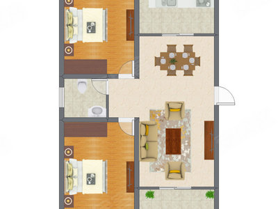 2室1厅 80.23平米户型图
