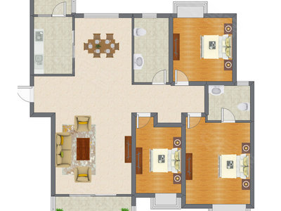 3室2厅 178.00平米户型图