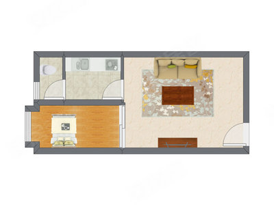 1室1厅 42.49平米户型图
