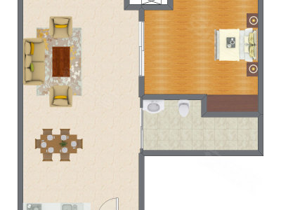 1室2厅 92.00平米户型图