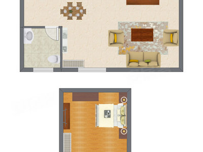 1室1厅 53.21平米户型图