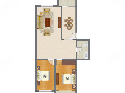 2室2厅 103.65平米户型图