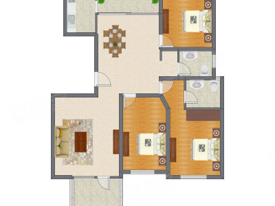 3室2厅 135.40平米