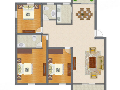 3室2厅 98.55平米