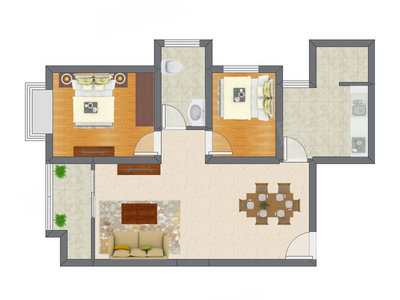 2室2厅 59.06平米户型图