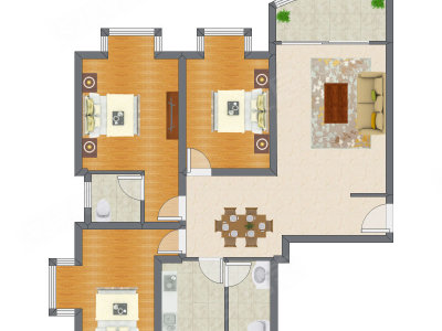 3室2厅 131.47平米