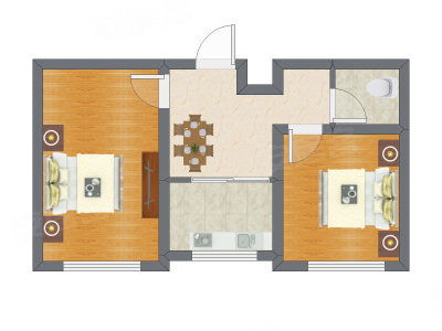 2室1厅 48.50平米户型图