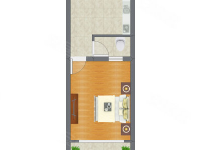1室0厅 37.47平米户型图