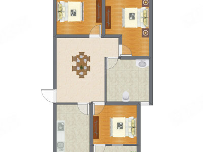 3室1厅 95.00平米户型图