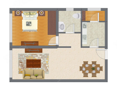 1室2厅 78.52平米户型图