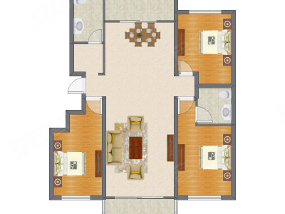 3室2厅 156.00平米户型图