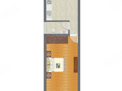 1室1厅 29.02平米户型图