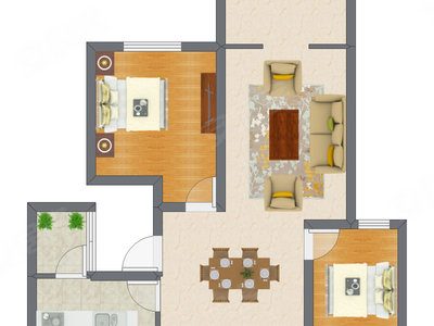 2室1厅 104.11平米户型图