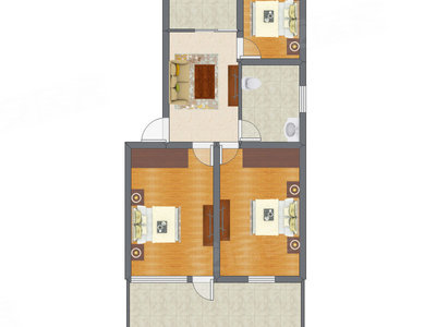 3室1厅 75.89平米