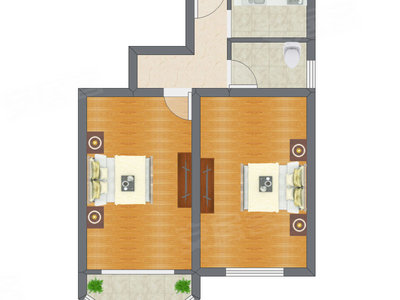 2室1厅 71.55平米户型图
