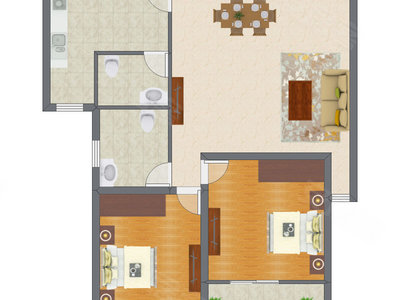 2室2厅 119.62平米户型图