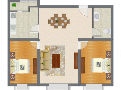 2室2厅 111.32平米户型图