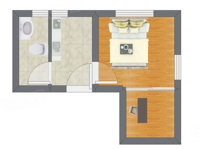 1室0厅 28.72平米户型图