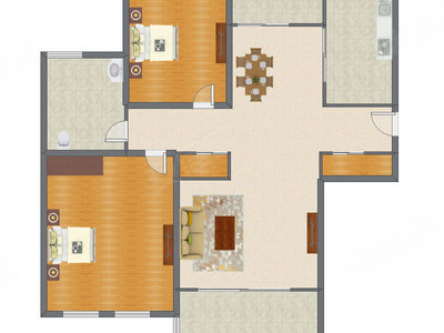 2室2厅 200.00平米户型图