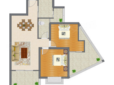 2室2厅 96.65平米户型图