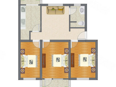 3室1厅 96.37平米