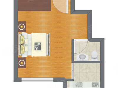 1室0厅 35.87平米户型图