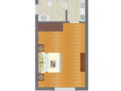1室1厅 29.22平米户型图