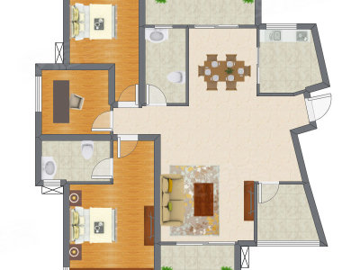 3室2厅 119.90平米户型图