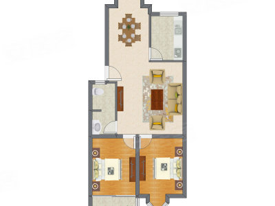 2室2厅 94.82平米户型图